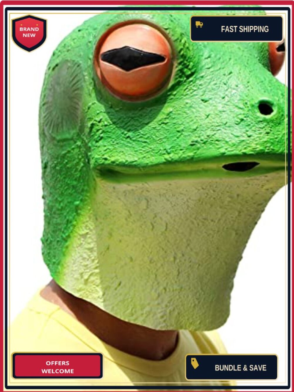 Frog Mask 100% Natural Latex Full Head Animal Costume Adult Halloween